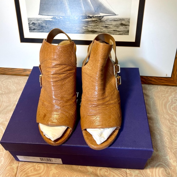 Stuart Weitzman open toe king cobra brown booties - Picture 2 of 5